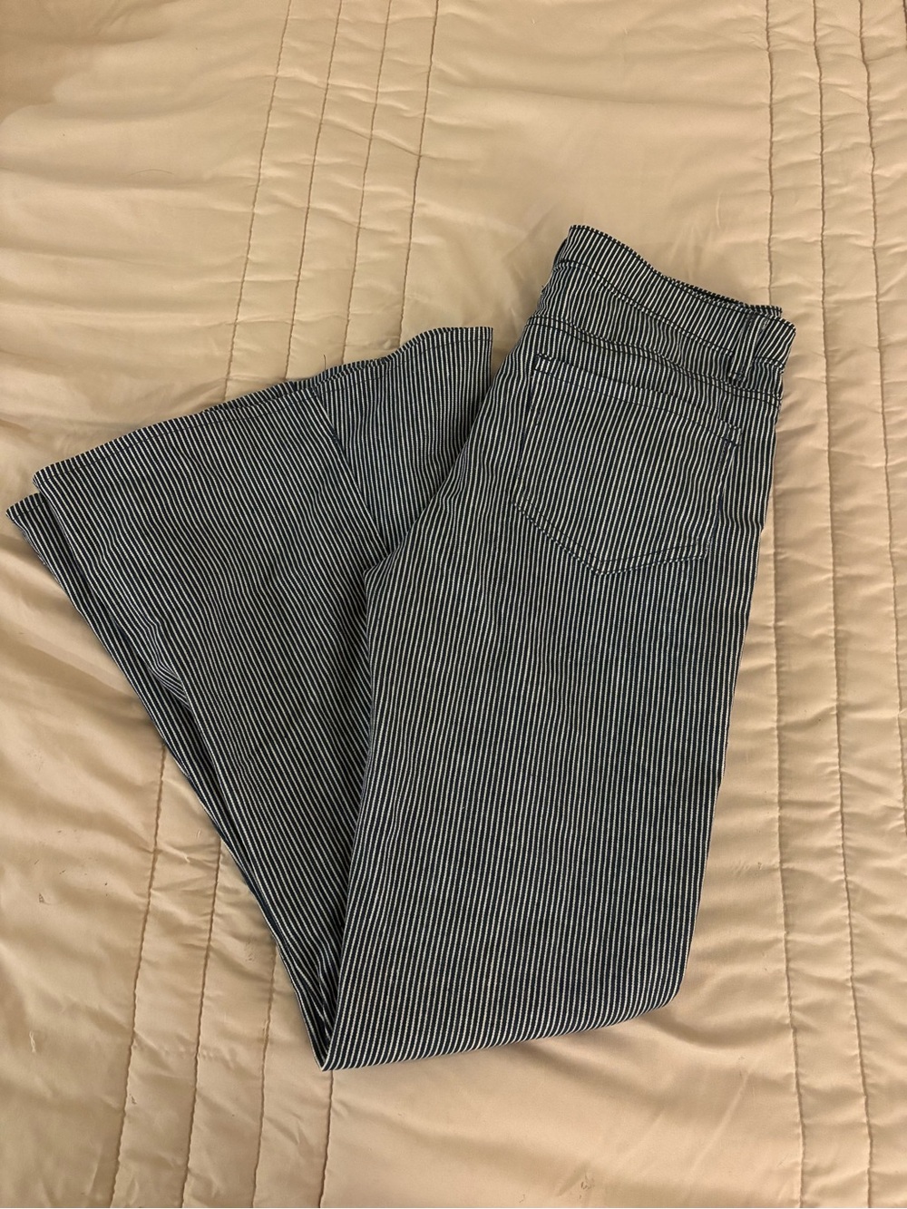 Wisteria Lane Women’s HR Striped Flared Jeans